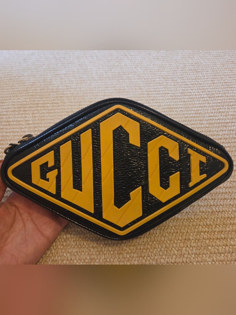 GUCCI Black & Yellow Logo Pouch